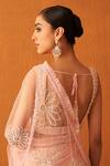 Angad Singh Pink Net Pearls, Sequins, Crystals Asymmetric Embroidered Saree With Blouse at Aza Fashions Angad Singh_Pink Net Pearls, Sequins, Crystals Asymmetric Embroidered Saree With Blouse _at_Aza_Fashions