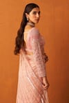 Angad Singh_Pink Net Embroidery Pearl Leaf Neck Saree With Blouse _at_Aza_Fashions