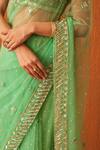 Buy_Angad Singh_Green Net Embroidery Bugle Bead Sweetheart Neck Saree With Blouse _Online_at_Aza_Fashions