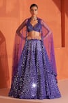 Buy_Angad Singh_Purple Raw Silk Embroidery Mirror Sweetheart Neck Bridal Lehenga Set _at_Aza_Fashions