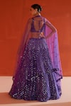 Shop_Angad Singh_Purple Raw Silk Embroidery Mirror Sweetheart Neck Bridal Lehenga Set _at_Aza_Fashions