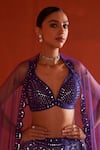 Shop_Angad Singh_Purple Raw Silk Embroidery Mirror Sweetheart Neck Bridal Lehenga Set _Online_at_Aza_Fashions