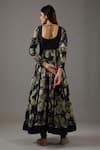 Shop_Balance by Rohit Bal_Black Chanderi Silk Printed Floral Scoop Neck Anarkali Set _at_Aza_Fashions