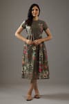 Buy Balance By Rohit Bal Grey Chanderi Silk, Cotton Embroidery Round Neck Floral Print Dress at Aza Fashions Buy_Balance By Rohit Bal_Grey Chanderi Silk, Cotton Embroidery Round Neck Floral Print Dress _at_Aza_Fashions