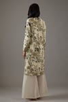 Shop_Balance by Rohit Bal_Ivory Chanderi Silk Printed Floral Mandarin Collar Tunic And Palazzo Set _at_Aza_Fashions