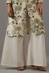 Balance by Rohit Bal_Ivory Chanderi Silk Printed Floral Mandarin Collar Tunic And Palazzo Set _Online_at_Aza_Fashions