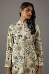 Balance by Rohit Bal_Ivory Chanderi Silk Printed Floral Mandarin Collar Tunic And Palazzo Set _at_Aza_Fashions