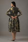 Shop_Balance by Rohit Bal_Grey Chanderi Silk Printed Floral Round Dress _at_Aza_Fashions