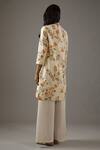 Shop_Balance by Rohit Bal_Ivory Chanderi Silk Printed Floral Mandarin Collar Tunic And Palazzo Set _at_Aza_Fashions