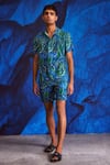 Buy_Dash and Dot_Blue 100% Polyester Printed Paisley Swim Shirt And Shorts Set  _at_Aza_Fashions