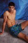 Shop_Dash and Dot_Blue 100% Polyester Printed Paisley Swim Shorts  