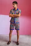 Buy_Dash and Dot_Red 100% Polyester Printed Paisley Shirt And Shorts Set  _Online