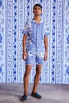 Buy_Dash and Dot_White 100% Polyester Printed Floral Ceramic Shirt And Shorts Set  _at_Aza_Fashions