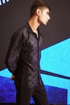 Buy_Dash And Dot_Black Polyester Embroidery Pleated Textured Shirt 