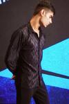 Shop_Dash And Dot_Black Polyester Embroidery Pleated Textured Shirt And Pant Set _Online_at_Aza_Fashions