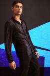 Buy_Dash And Dot_Black Polyester Embroidery Pleated Textured Shirt And Pant Set _Online