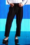 Shop_Dash and Dot_Black 63% Polyester Plain Front Knife Pleated Pant  _Online