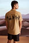 Dash And Dot_Brown Cotton Embroidery Organic Warrior Print Shirt _Online_at_Aza_Fashions
