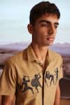 Shop_Dash And Dot_Brown Cotton Embroidery Organic Warrior Print Shirt _Online