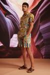 Dash And Dot_Brown Cotton Organic Abstract Print Shirt _Online_at_Aza_Fashions