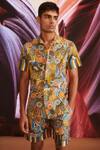Dash And Dot_Brown Cotton Organic Abstract Print Shirt _Online