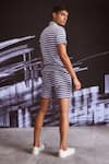 Dash And Dot_Blue Cotton Textured Knitted Stripe T-shirt And Shorts Set _at_Aza_Fashions