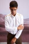 Shop_Dash and Dot_White 100% Organic Cotton Embroidered Gara Placed Shirt _Online_at_Aza_Fashions