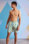 Buy_Dash and Dot_Yellow 100% Polyester Printed Floral Botanic Swim Shorts  _at_Aza_Fashions