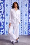 Buy Dash And Dot White Cotton Cut Work Shawl Neck Cuff Shirt And Pant Set at Aza Fashions Buy_Dash And Dot_White Cotton Cut Work Shawl Neck Cuff Shirt And Pant Set _at_Aza_Fashions