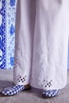Shop Dash And Dot White Cotton Cut Work Shawl Neck Cuff Shirt And Pant Set Shop_Dash And Dot_White Cotton Cut Work Shawl Neck Cuff Shirt And Pant Set