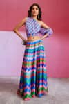 Buy_Dash and Dot_Multi Color 100% Polyester Printed Geometric Chevron Skirt And Top Set  _at_Aza_Fashions