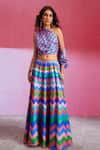 Shop_Dash and Dot_Multi Color 100% Polyester Printed Geometric Chevron Skirt And Top Set  _Online_at_Aza_Fashions