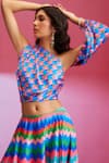 Shop_Dash and Dot_Multi Color 100% Polyester Printed Geometric Chevron Skirt And Top Set  