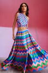 Buy_Dash and Dot_Multi Color 100% Polyester Printed Chevron Skirt _at_Aza_Fashions