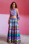 Dash and Dot_Multi Color 100% Polyester Printed Chevron Skirt _at_Aza_Fashions