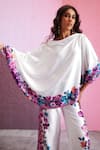 Shop_Dash and Dot_White 100% Polyester Printed Floral Asymmetric Border Top And Pant Set  