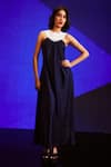 Buy_Dash and Dot_Blue 100% Polyester Plain Round Cutwork Front And Back Gown  _at_Aza_Fashions