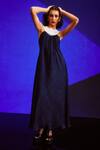 Buy_Dash and Dot_Blue 100% Polyester Plain Round Cutwork Front And Back Gown  