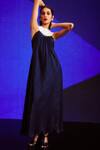 Shop_Dash and Dot_Blue 100% Polyester Plain Round Cutwork Front And Back Gown  