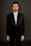 Buy_Arjuun Kilachand_Black Wool Embroidered Cut Dana And Thread Work Jacket & Trouser Set _Online_at_Aza_Fashions