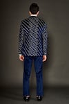 Shop_Arjuun Kilachand_Blue Velvet Embroidered Resham Work Jacket And Trouser Set _at_Aza_Fashions