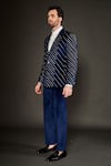 Arjuun Kilachand_Blue Velvet Embroidered Resham Work Jacket And Trouser Set _Online_at_Aza_Fashions