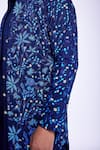 Shop_Arjuun Kilachand_Navy Cotton, Silk Mirrors, Embroidery Floral Resham Gota Work Bundi And Kurta Set _Online_at_Aza_Fashions