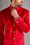 Buy_Arjuun Kilachand_Red Velvet Plain Bandhgala _Online_at_Aza_Fashions