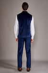 Shop_Arjun Kilachand_Blue Velvet Solid Plain Bundi With Shirt _at_Aza_Fashions