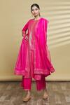 Buy_Samyukta Singhania_Pink Liva Pattern Geometrical Round Kurta Set _Online_at_Aza_Fashions