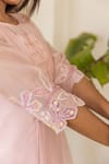 Shop_Khamaj India_Peach Melodia Sleeve Embroidered Kurta With Inner_Online_at_Aza_Fashions
