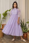 Buy_Khamaj India_Purple Meadow Yoke Embroidered Dress With Inner_Online_at_Aza_Fashions