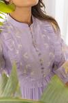 Khamaj India_Purple Meadow Yoke Embroidered Dress With Inner_at_Aza_Fashions