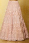 Shlok Design_Peach Organza Embroidered Aari Halter Neck Bridal Lehenga Set _at_Aza_Fashions